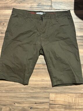 Men's Flat-Front Shorts in Olive Green by Unknown Brand